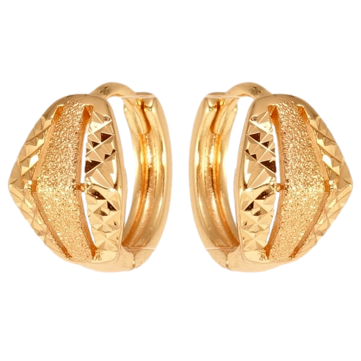 Серьги Xuping M&L Цвет 18K колечки Ромбовый орнамент с насечками и шагренью фото №7