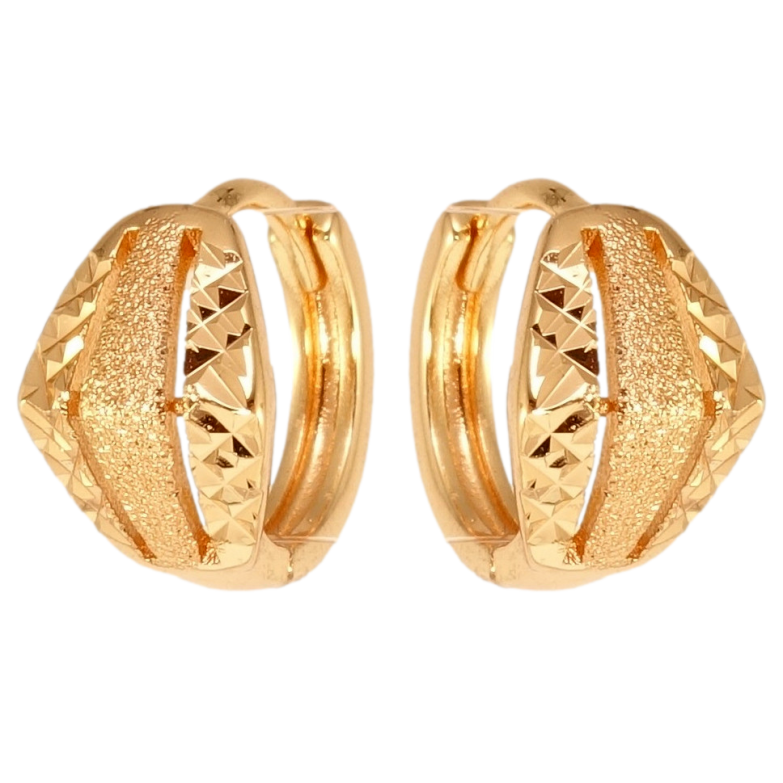 Серьги Xuping M&L Цвет 18K колечки Ромбовый орнамент с насечками и шагренью фото №1