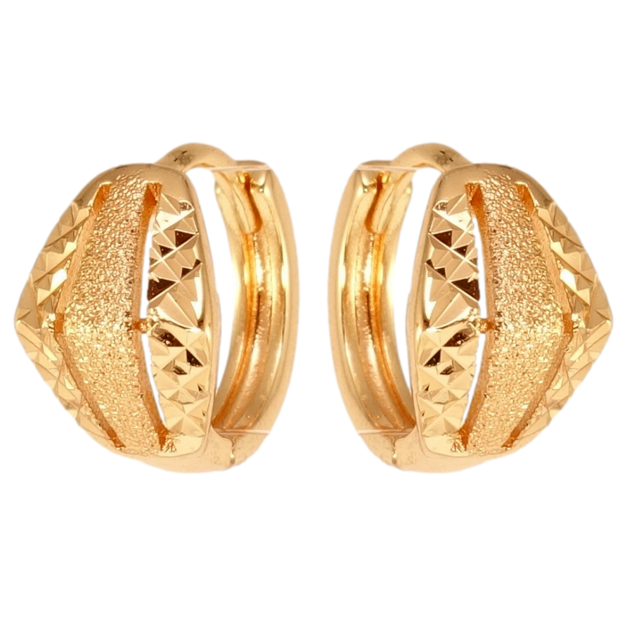 Серьги Xuping M&L Цвет 18K колечки Ромбовый орнамент с насечками и шагренью фото №1