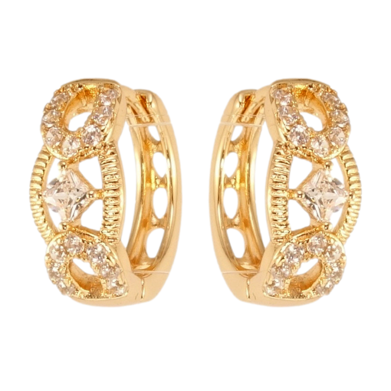 Серьги Xuping M&L Цвет 18K колечки Декоративный орнамент с цирконием фото №1