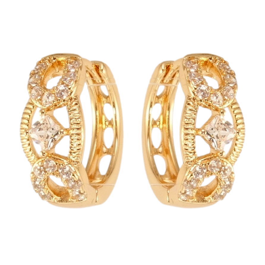 Серьги Xuping M&L Цвет 18K колечки Декоративный орнамент с цирконием фото №1