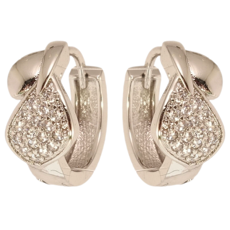 Серьги Xuping M&L Цвет Родий колечки Груша с инкрустацией цирконием фото №3