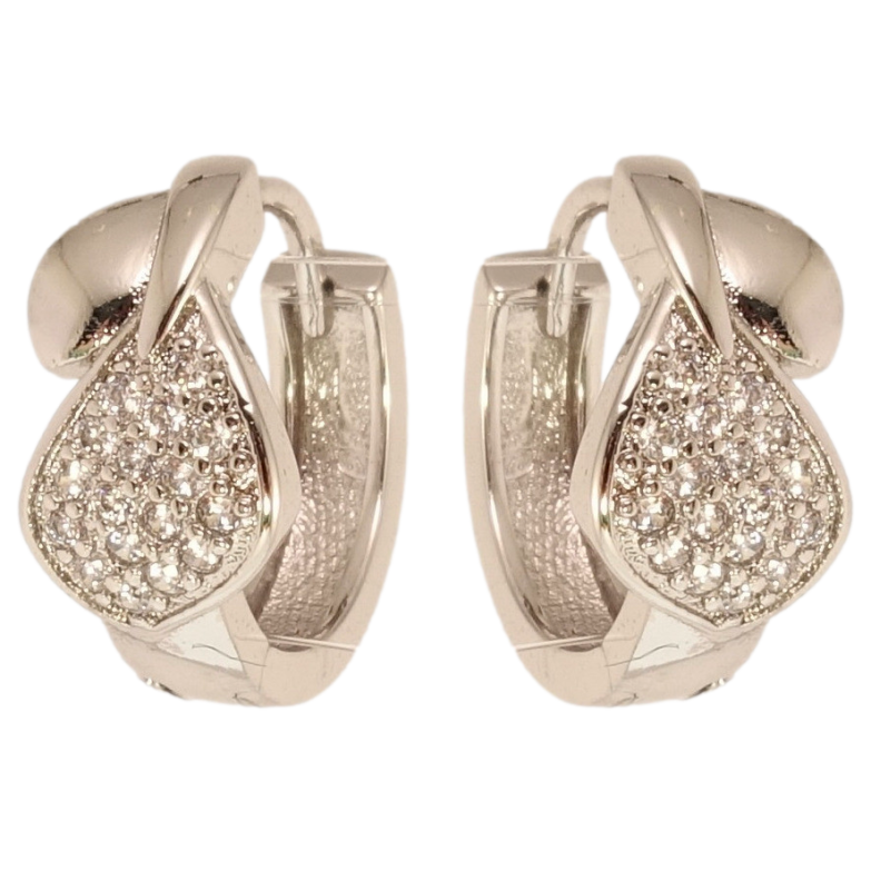 Серьги Xuping M&L Цвет Родий колечки Груша с инкрустацией цирконием фото №1