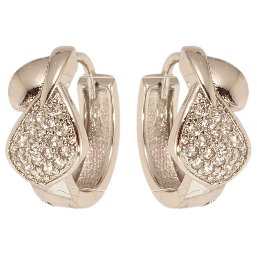 Серьги Xuping M&L Цвет Родий колечки Груша с инкрустацией цирконием фото №1