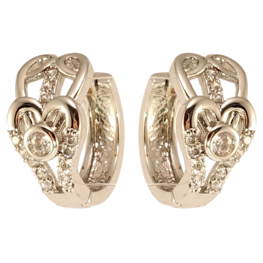 Серьги Xuping M&L Цвет Родий колечка Декоративные сердечки с цирконием фото №1