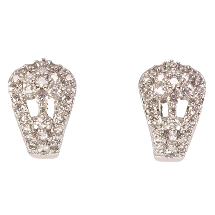 Серьги Xuping M&L Цвет Родий колечки Цветочный орнамент цирконием фото №2