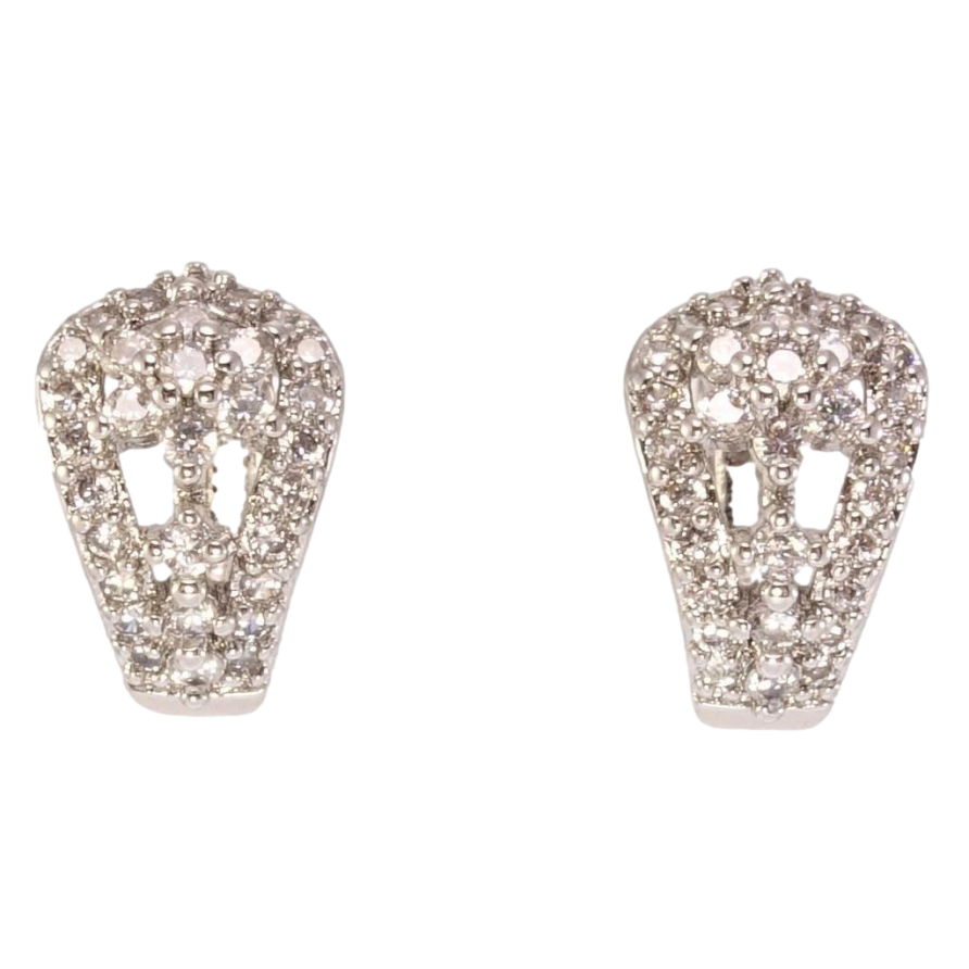 Серьги Xuping M&L Цвет Родий колечки Цветочный орнамент цирконием фото №1