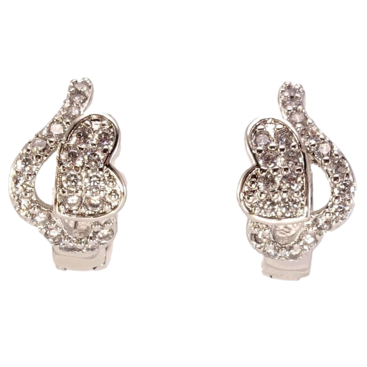 Серьги Xuping M&L Цвет Родий колечки Пылкое сердце фото №5