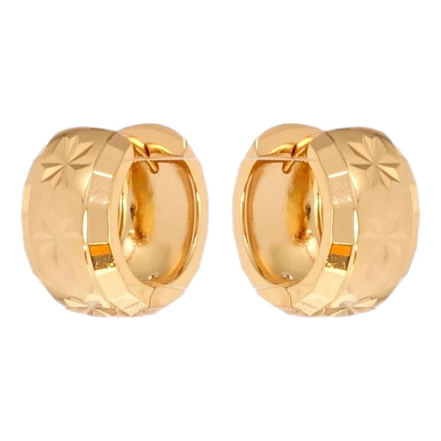 Серьги Xuping Позолота 18K колечки Широкие с звездочками насечками фото №1