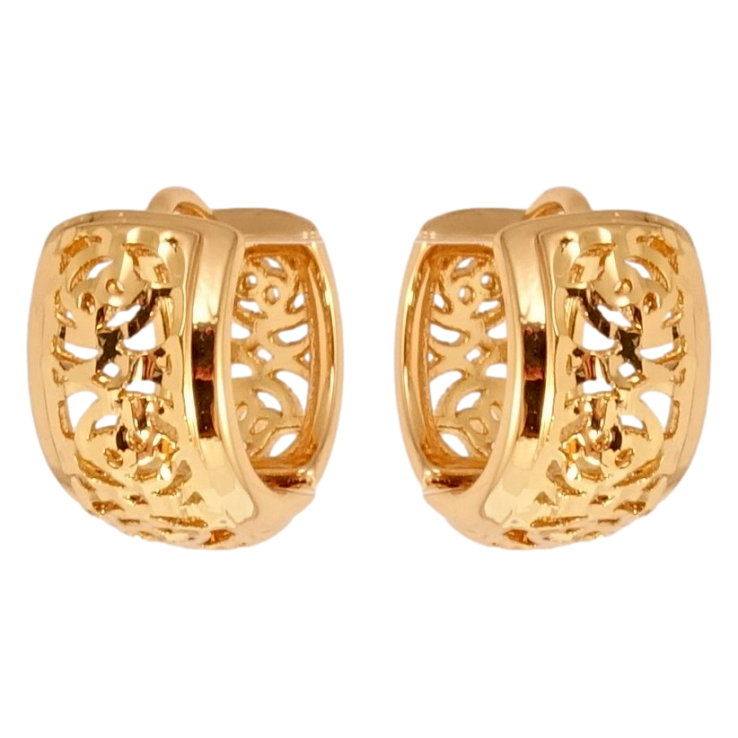 Серьги Xuping Позолота 18K колечки Резной цветочный орнамент фото №4