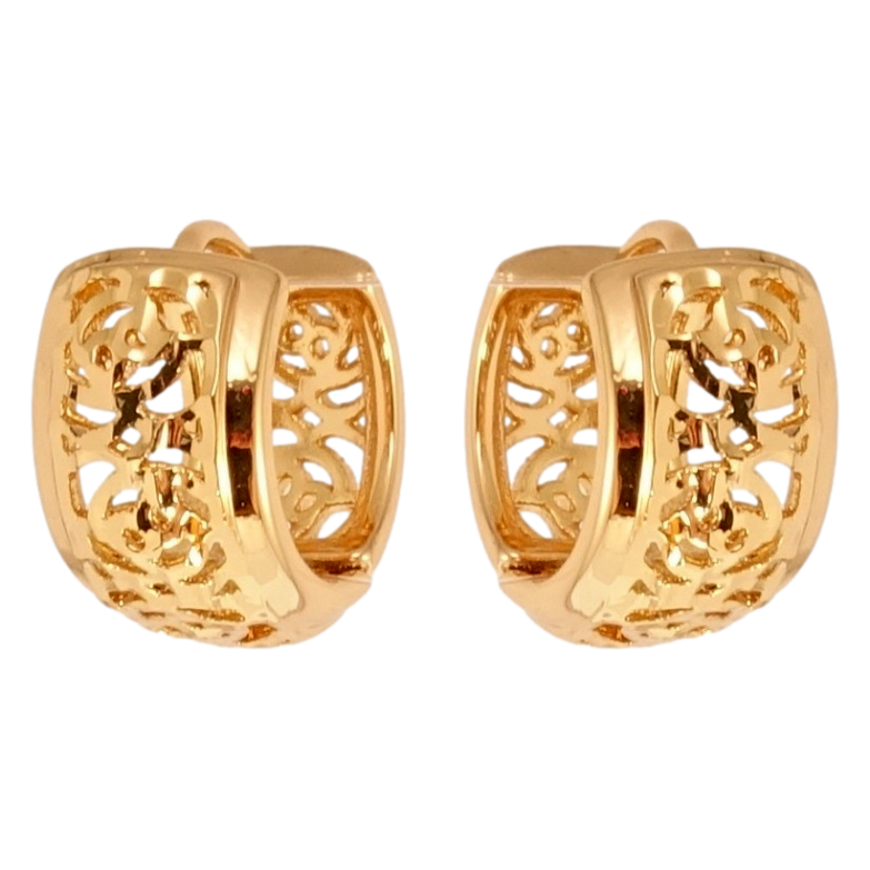 Серьги Xuping Позолота 18K колечки Резной цветочный орнамент фото №1