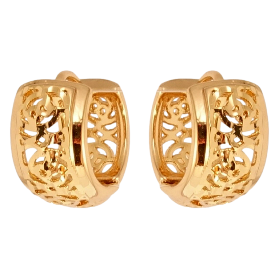 Серьги Xuping Позолота 18K колечки Резной цветочный орнамент фото №1
