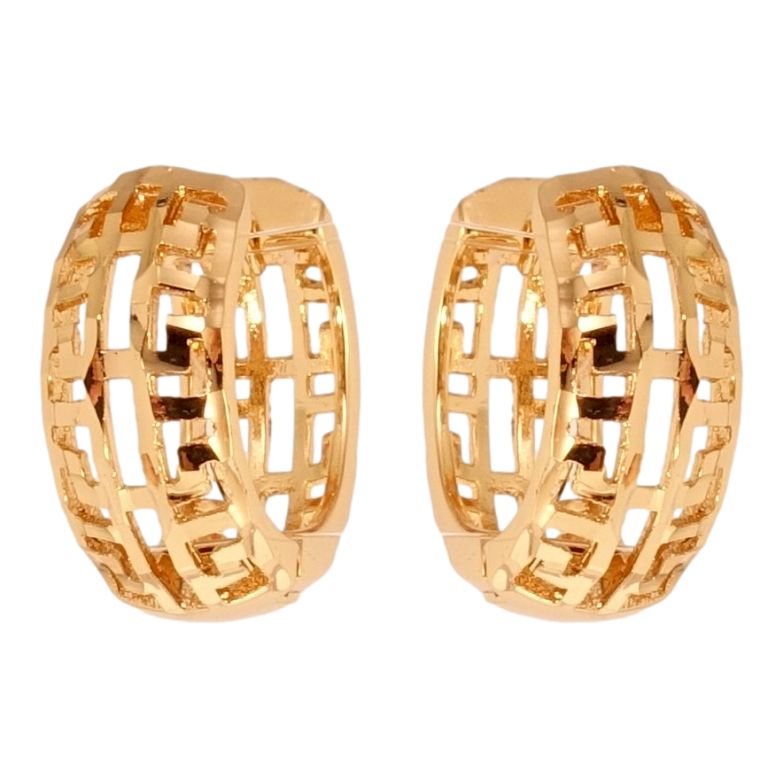 Сережки Xuping Позолота 18K колечка Меандровий різьблений орнамент фото №1