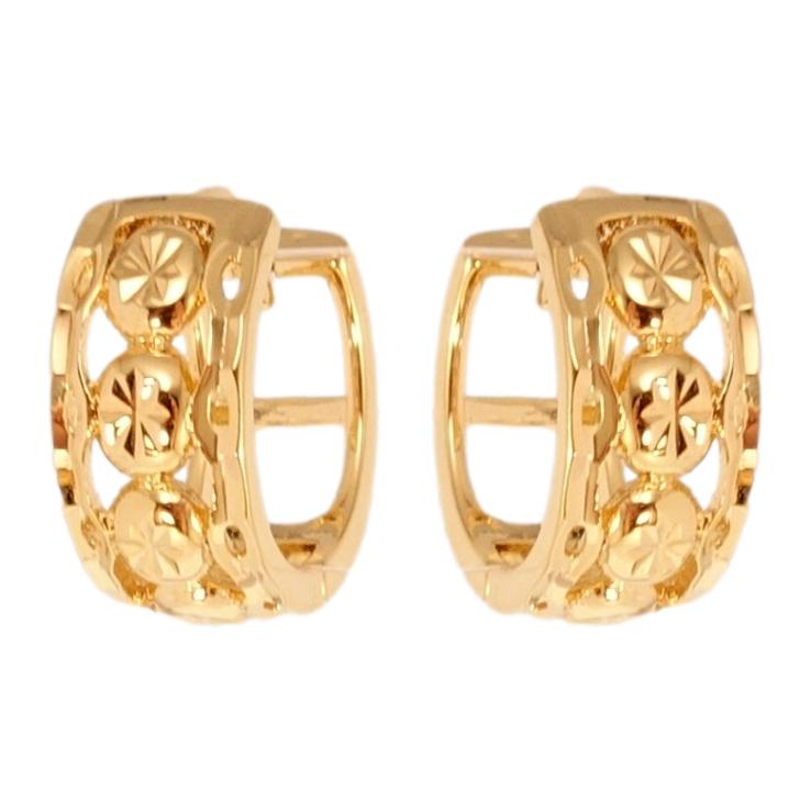 Серьги Xuping Позолота 18K колечки Фантазийный орнамент с звездочками насечками фото №3