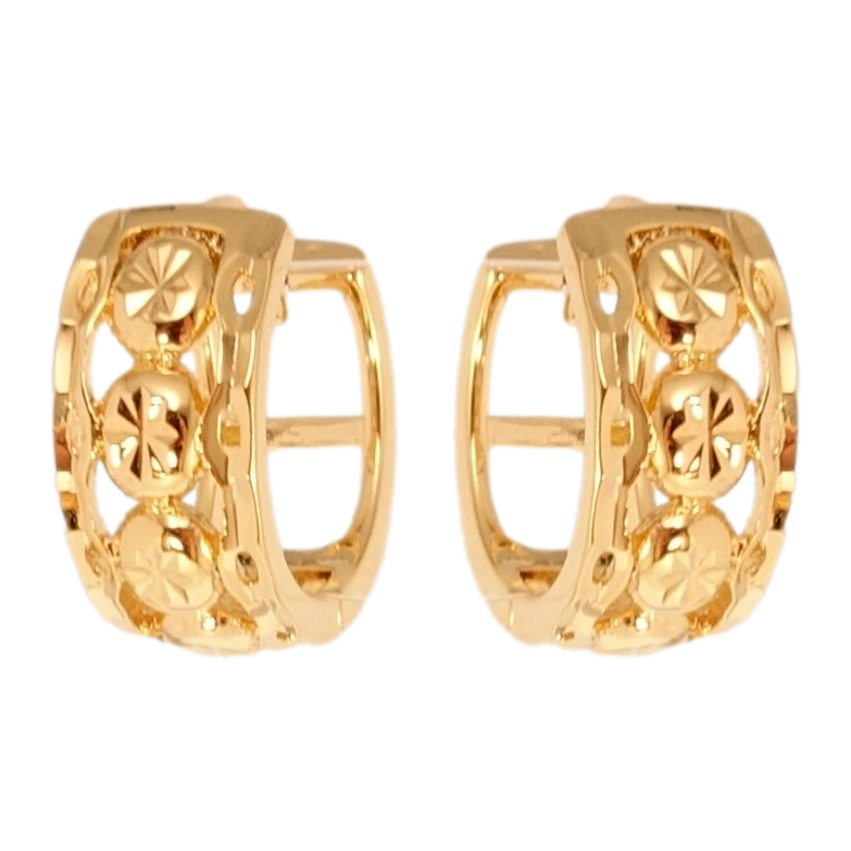 Серьги Xuping Позолота 18K колечки Фантазийный орнамент с звездочками насечками фото №1