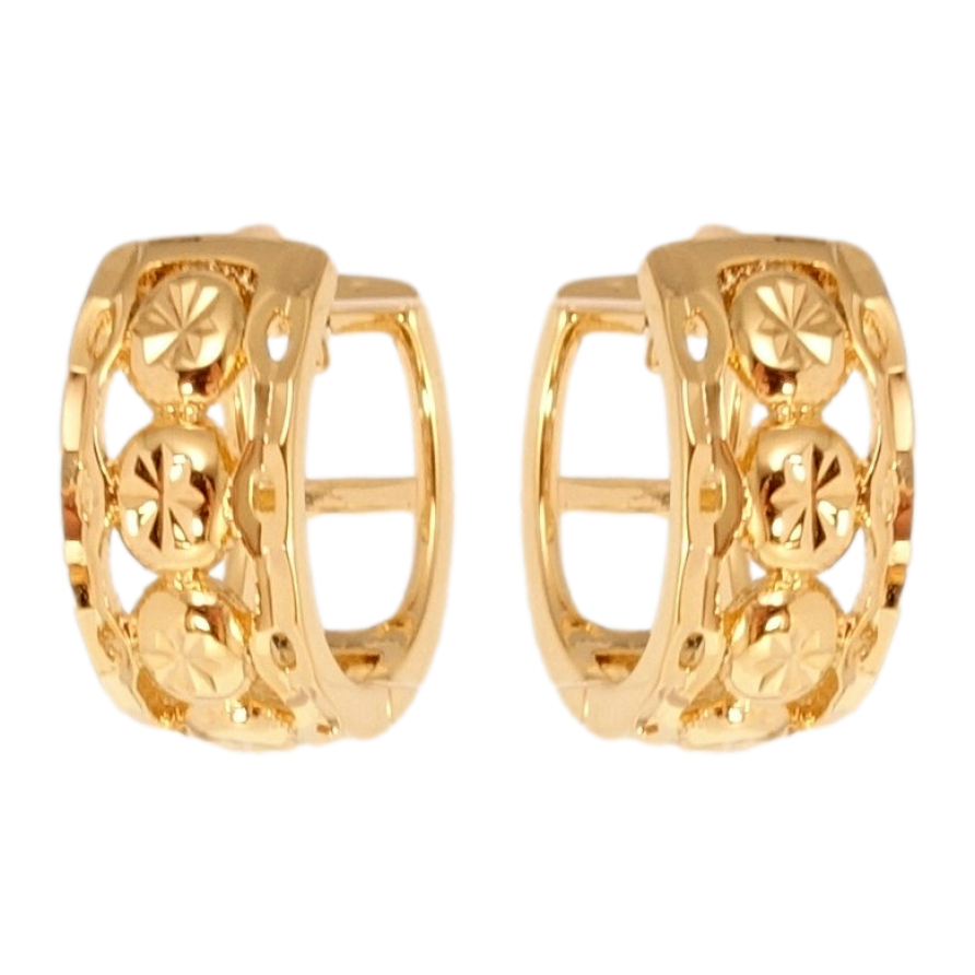 Серьги Xuping Позолота 18K колечки Фантазийный орнамент с звездочками насечками фото №1