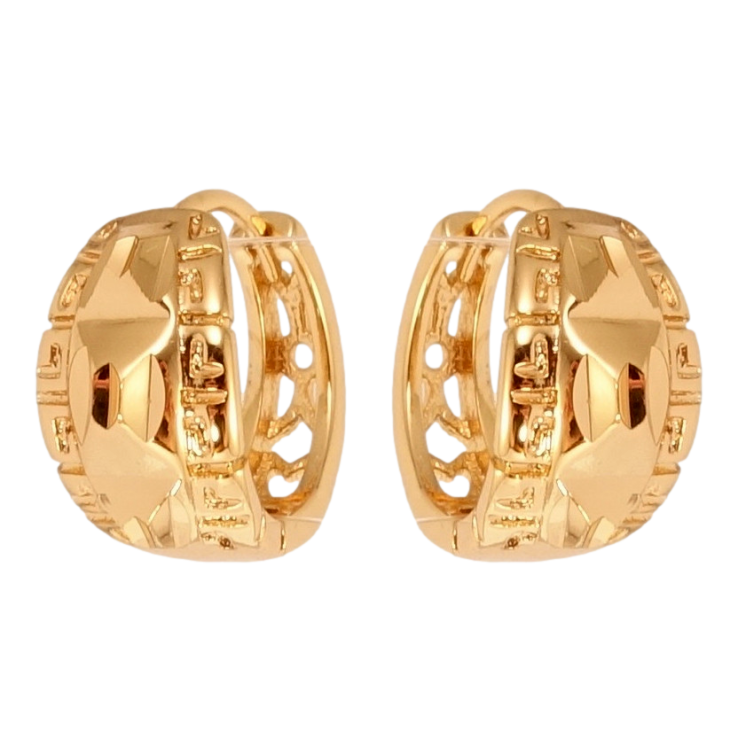 Серьги Xuping Позолота 18K колечки Орнамент пирамидки с греческим узором фото №8