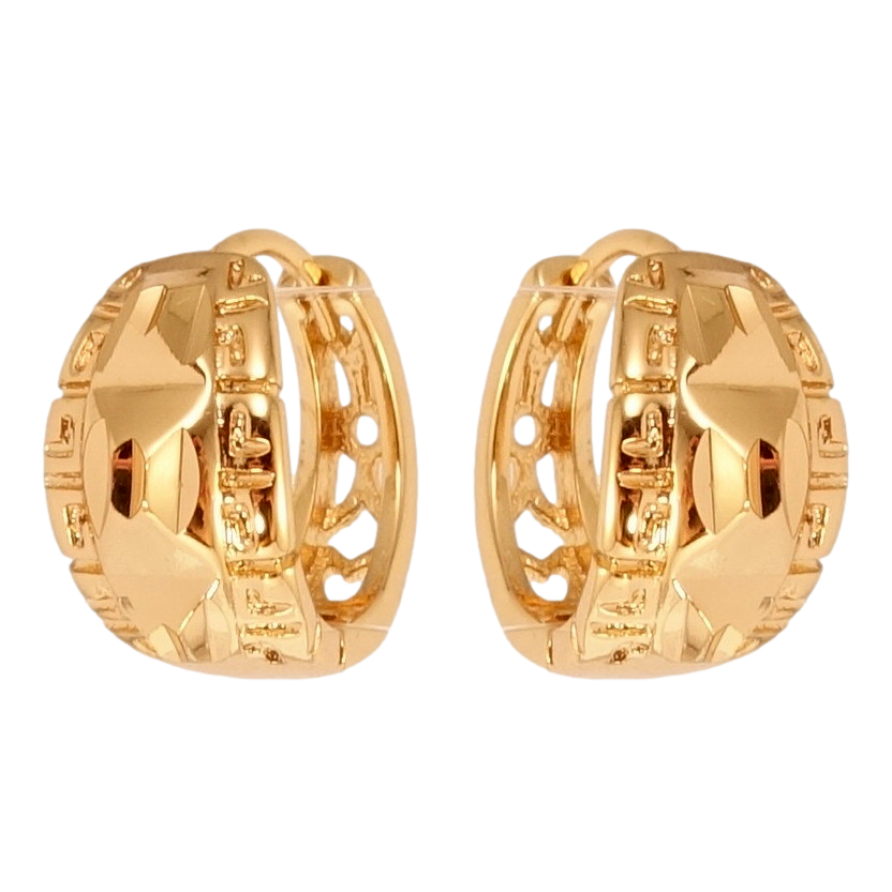 Серьги Xuping Позолота 18K колечки Орнамент пирамидки с греческим узором фото №1