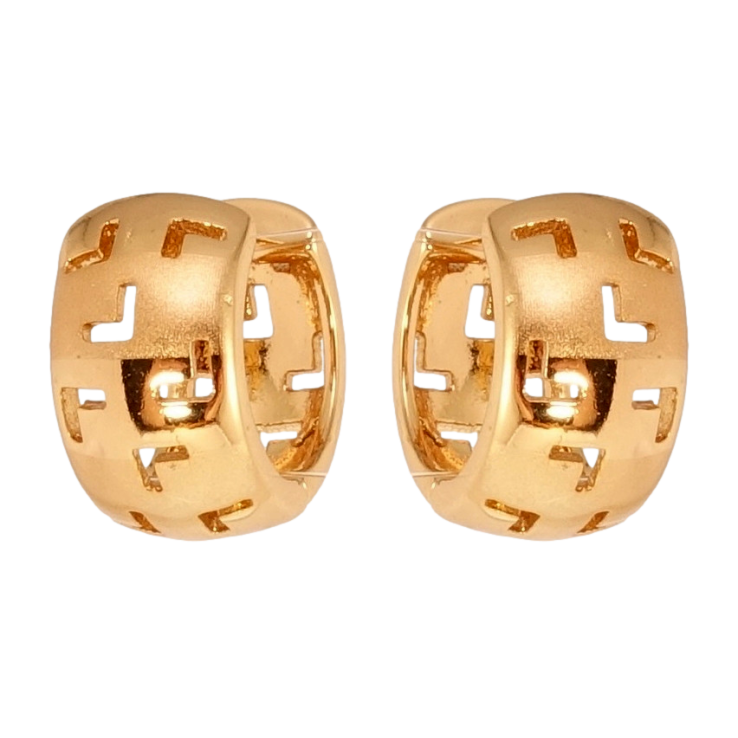 Серьги Xuping Позолота 18K колечки Широкие с вырезами и напылением фото №5