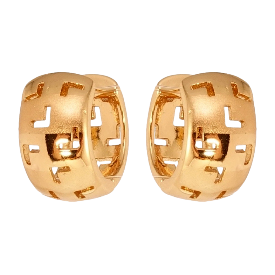 Серьги Xuping Позолота 18K колечки Широкие с вырезами и напылением фото №1