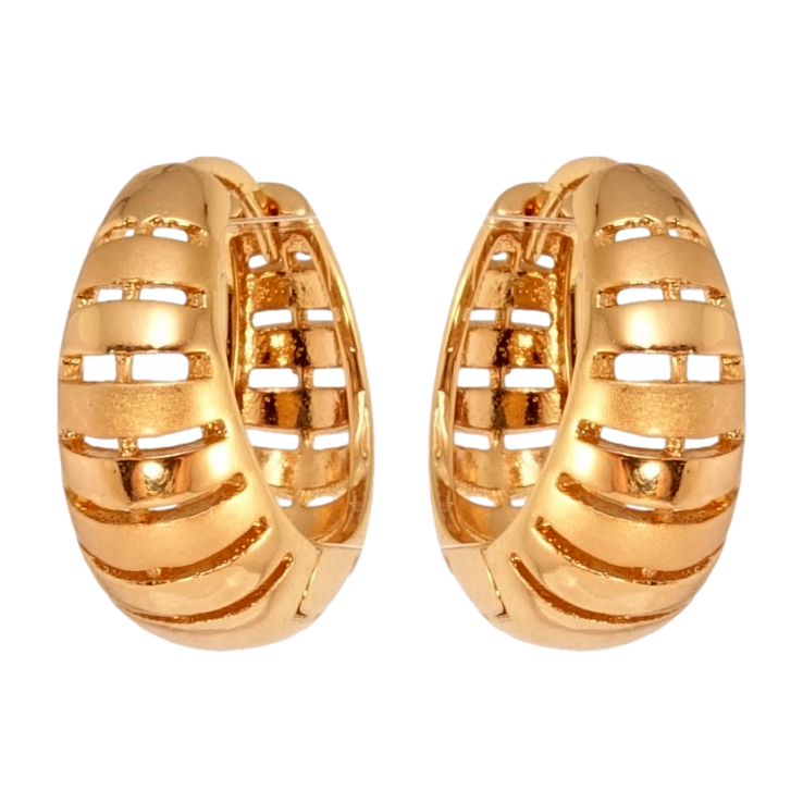 Серьги Xuping Позолота 18K колечки Объемные колечки с полосатым резным узором фото №9