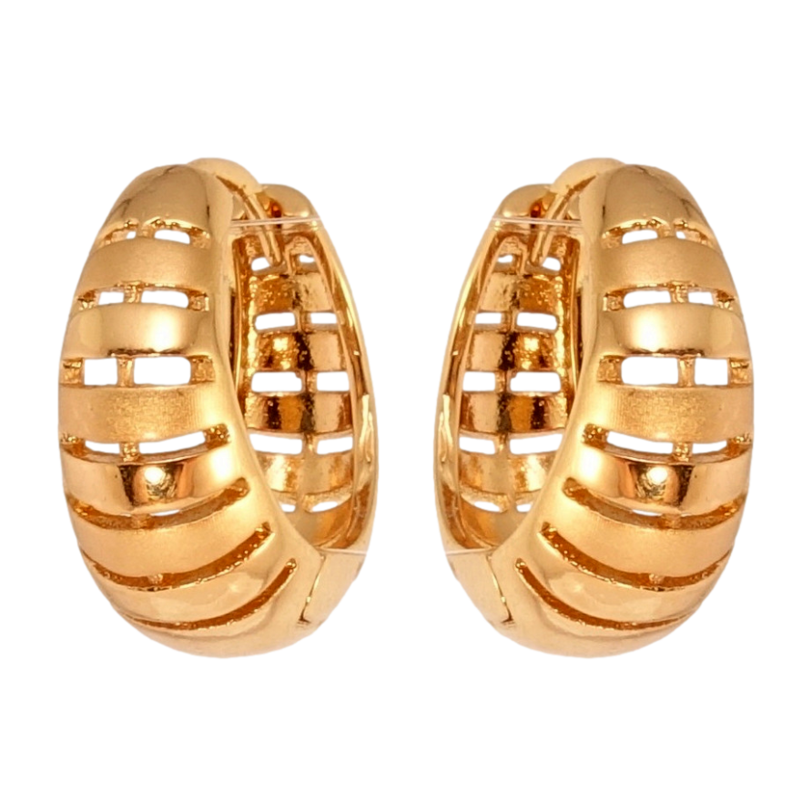 Серьги Xuping Позолота 18K колечки Объемные колечки с полосатым резным узором фото №1