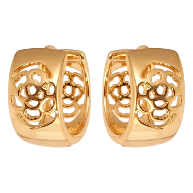 Серьги Xuping Позолота 18K колечки Резной цветочный орнамент фото №3