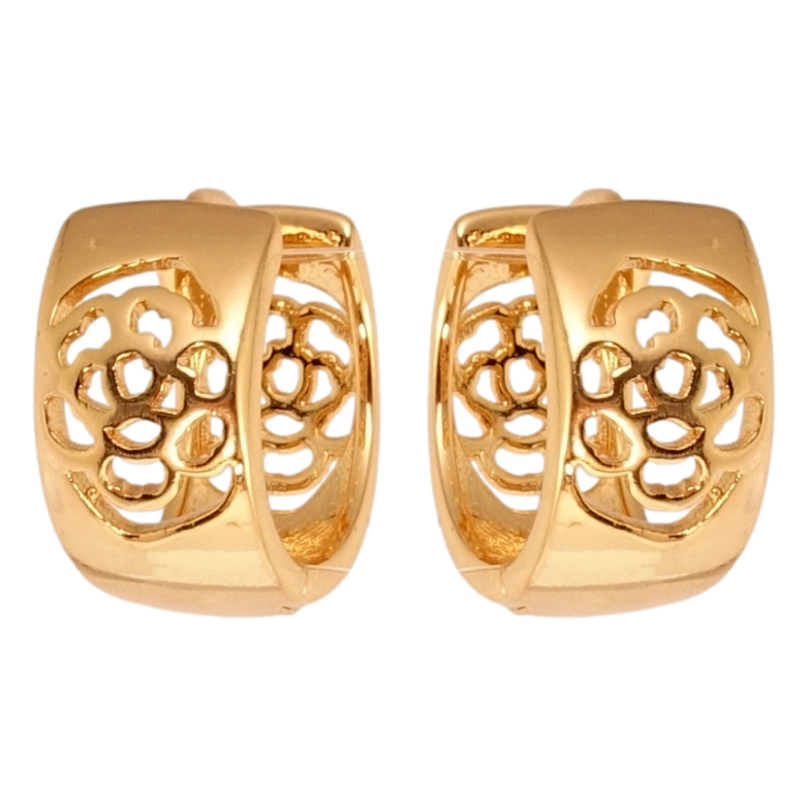 Серьги Xuping Позолота 18K колечки Резной цветочный орнамент фото №1