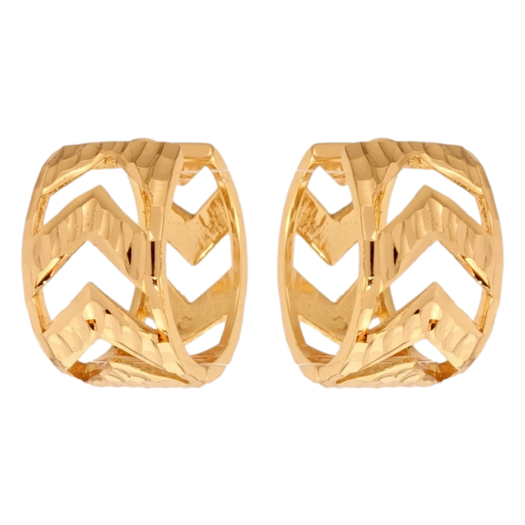 Серьги Xuping Позолота 18K колечки Широкие с узором стрелки фото №9