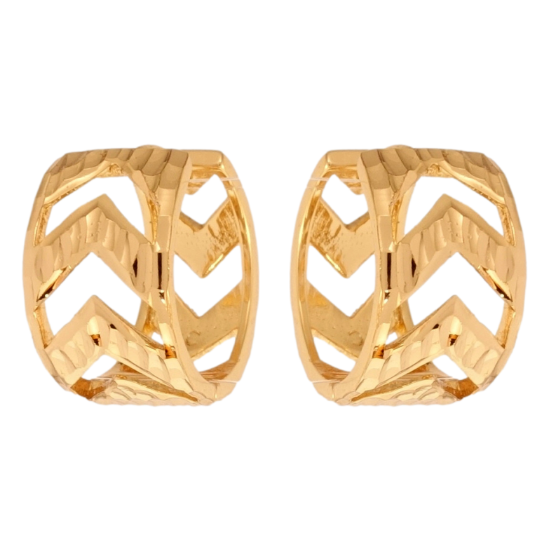 Сережки Xuping Позолота 18K колечка Широкі з візерунком стрілки фото №3