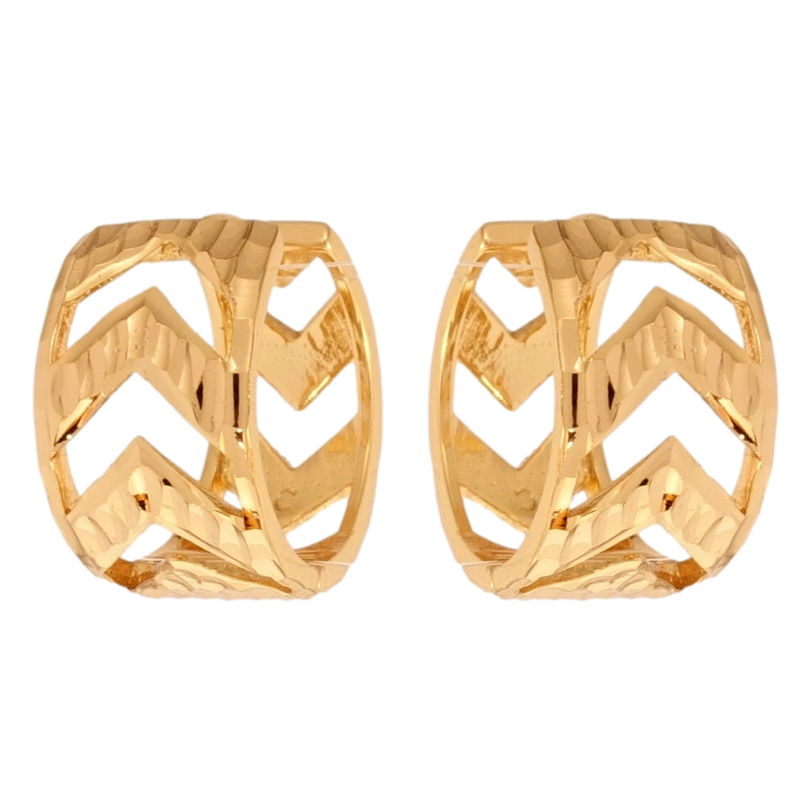 Серьги Xuping Позолота 18K колечки Широкие с узором стрелки фото №1