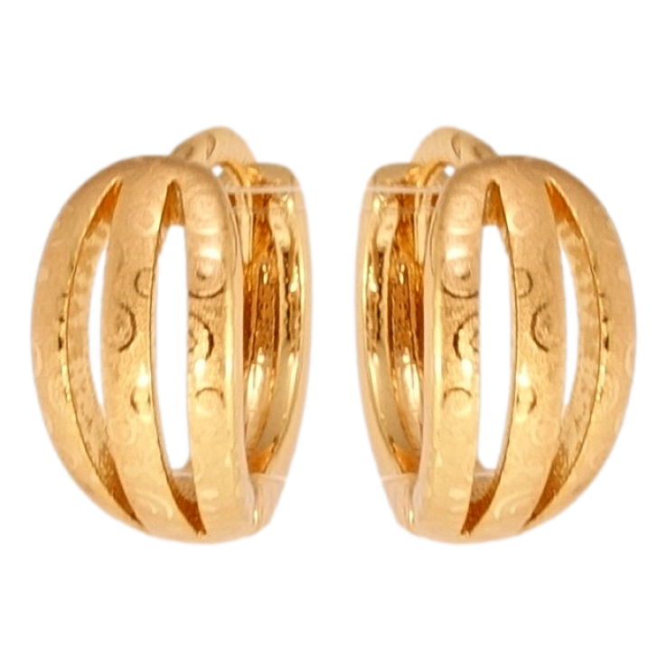 Серьги Xuping Позолота 18K колечки Полосатые петельки с орнаментом напылением фото №13