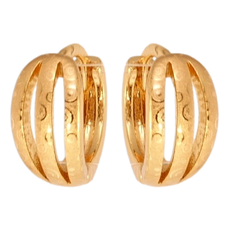 Серьги Xuping Позолота 18K колечки Полосатые петельки с орнаментом напылением фото №5