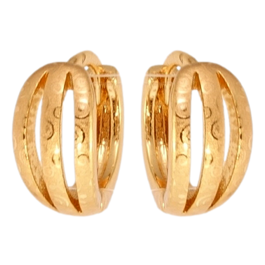 Серьги Xuping Позолота 18K колечки Полосатые петельки с орнаментом напылением фото №1