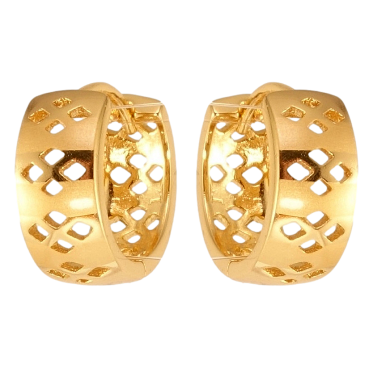 Серьги Xuping Позолота 18K колечки Широкие с резным ромбовым узором и напылением фото №3