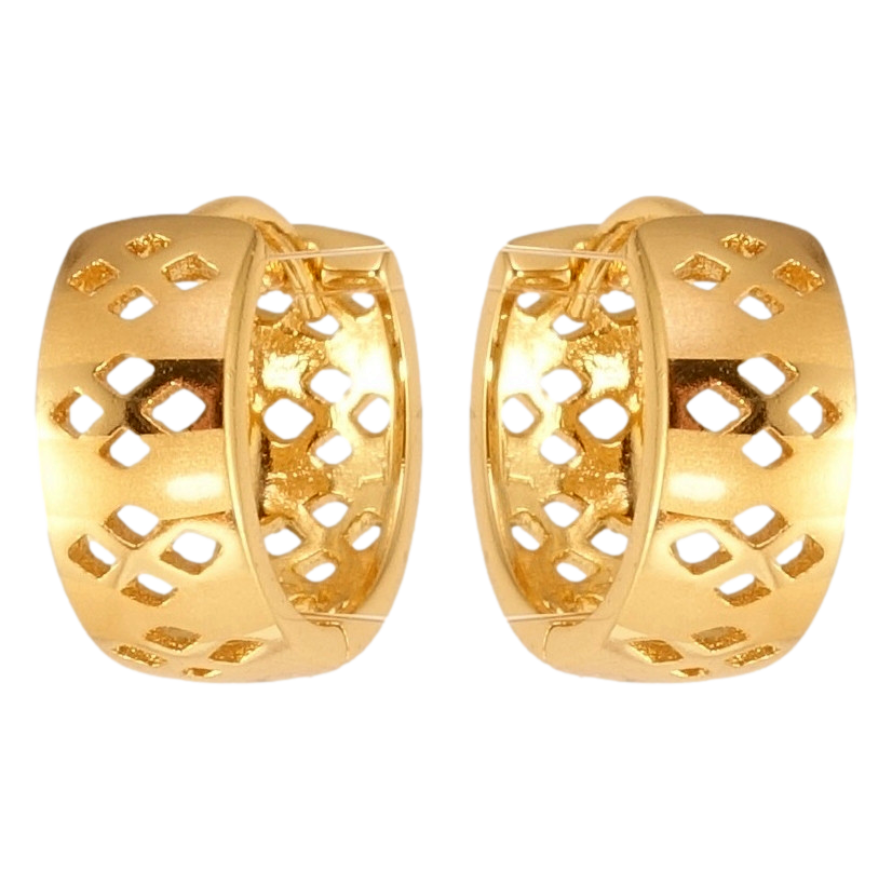 Серьги Xuping Позолота 18K колечки Широкие с резным ромбовым узором и напылением фото №1