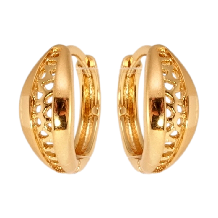 Серьги Xuping Позолота 18K колечки Листики с резным узором и напылением фото №13