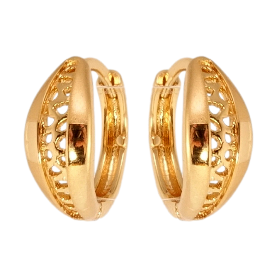 Серьги Xuping Позолота 18K колечки Листики с резным узором и напылением фото №1