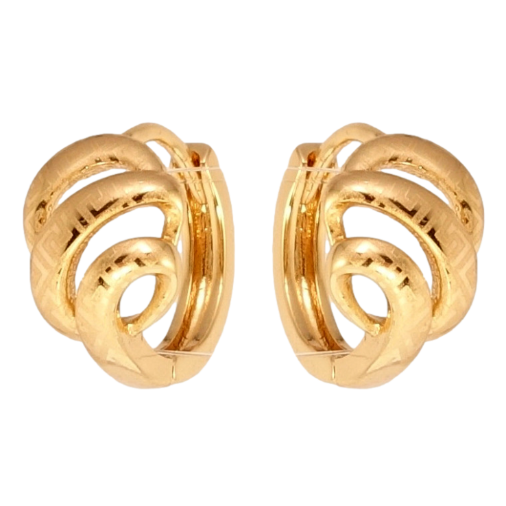 Серьги Xuping Позолота 18K колечки Завитки с меандровым орнаментом напылением фото №19