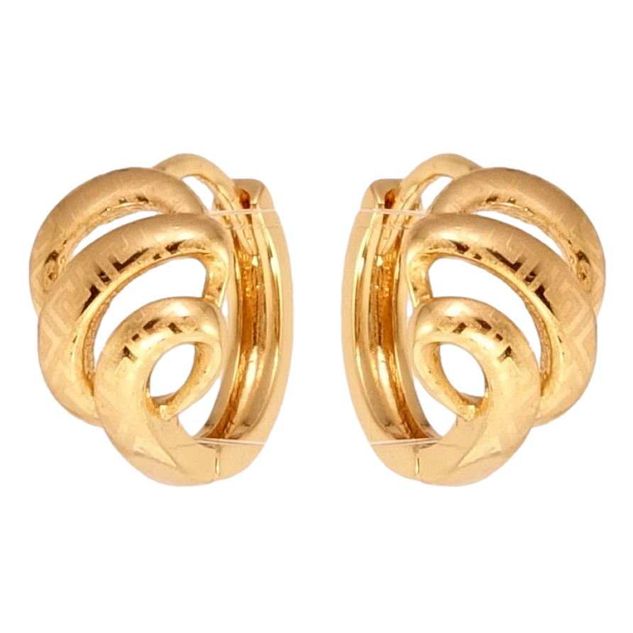 Серьги Xuping Позолота 18K колечки Завитки с меандровым орнаментом напылением фото №1