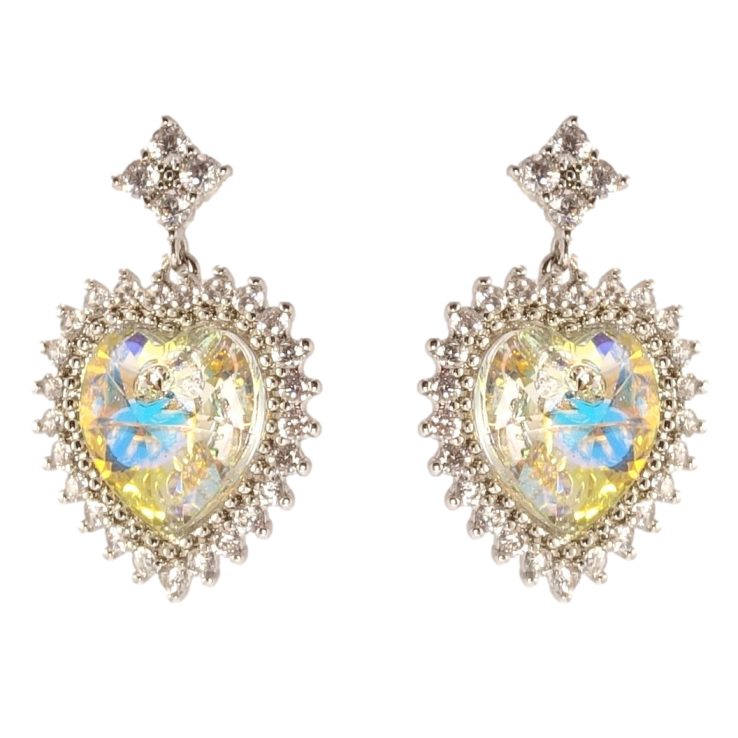 Сережки Xuping колір Родій з кристалами Swarovski пусети Сердечки Shimmer в обрамленні кристалів фото №5