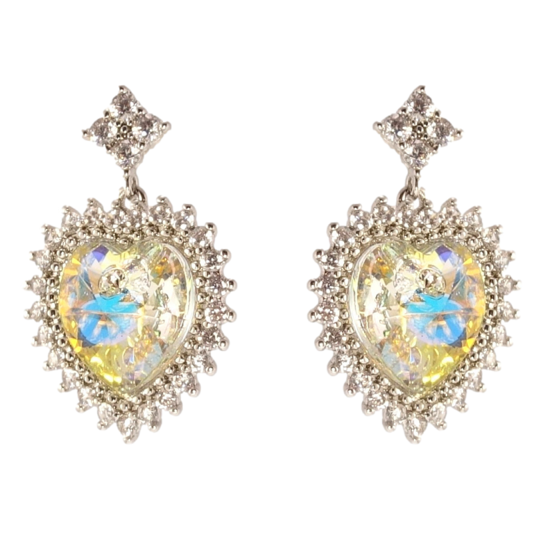 Сережки Xuping колір Родій з кристалами Swarovski пусети Сердечки Shimmer в обрамленні кристалів фото №10