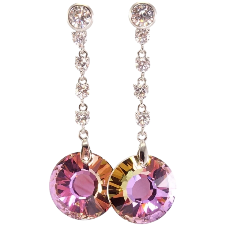 Сережки Xuping колір Родій з кристалами Swarovski пусети Кристали Light Rose AB фото №9