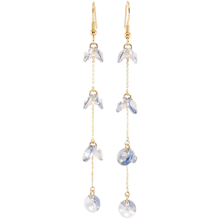 Сережки Xuping колір 18K з кристалами Swarovski французький замок Кристали Light Sapphire на ланцюжку фото №5