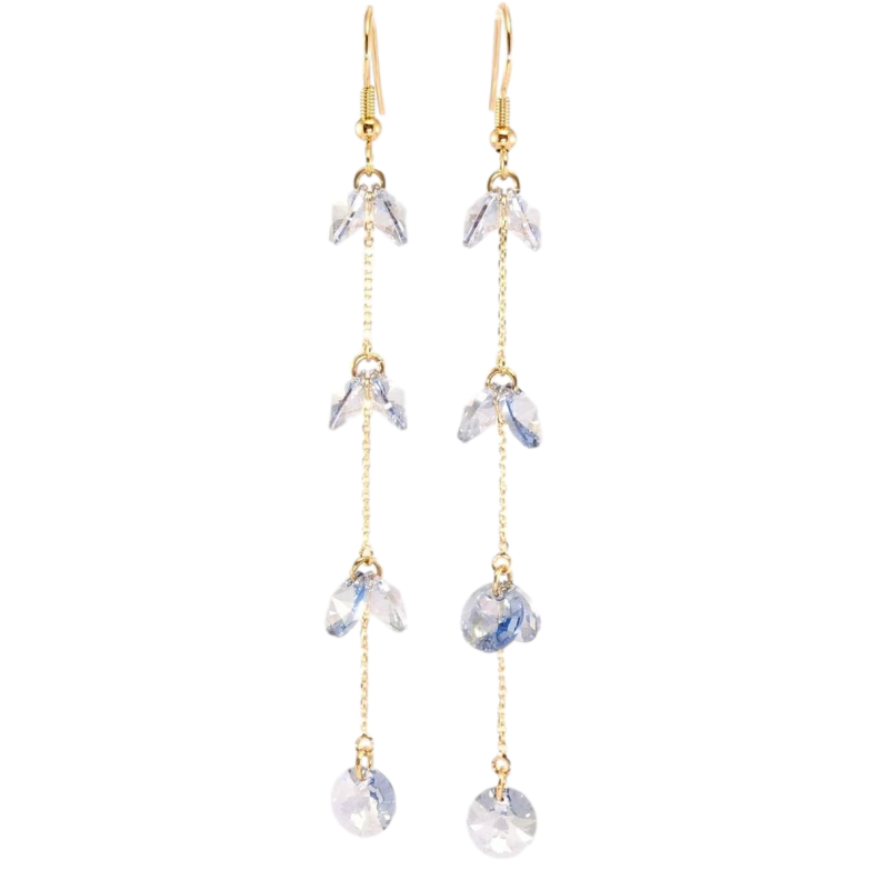 Серьги Xuping цвет 18K с кристаллами Swarovski французский замок Кристаллы Light Sapphire на цепочке фото №1