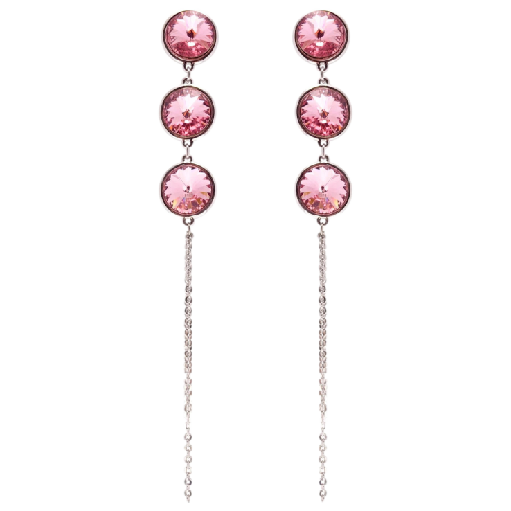 Сережки Xuping колір Родій з кристалами Swarovski пусети Кристали Rose на ланцюжку фото №19