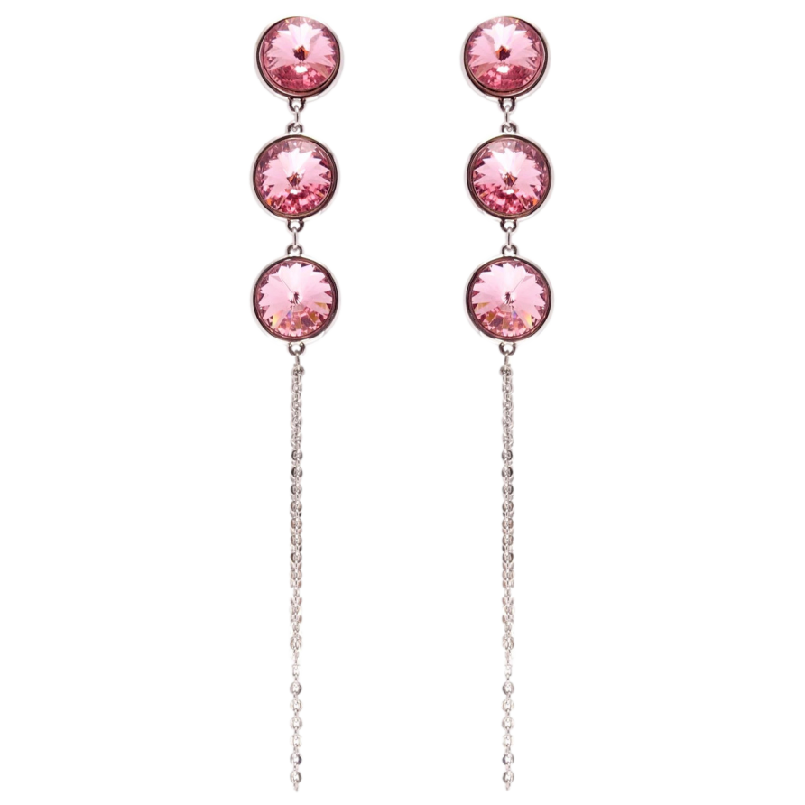 Сережки Xuping колір Родій з кристалами Swarovski пусети Кристали Rose на ланцюжку фото №1