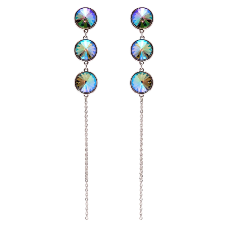 Сережки Xuping колір Родій з кристалами Swarovski пусети Кристали Paradise Shine на ланцюжку фото №25