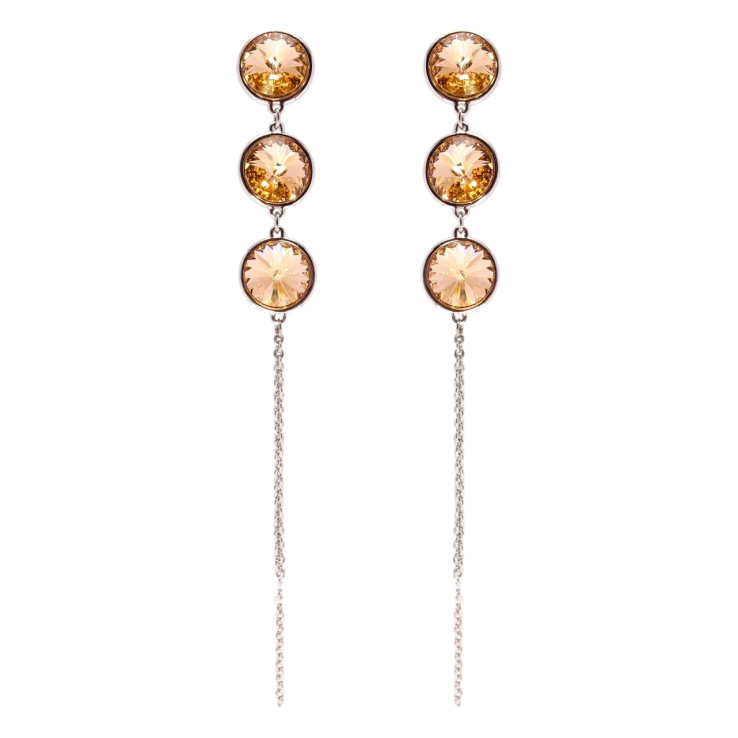 Сережки Xuping колір Родій з кристалами Swarovski пусети Кристали Copper на ланцюжку фото №18