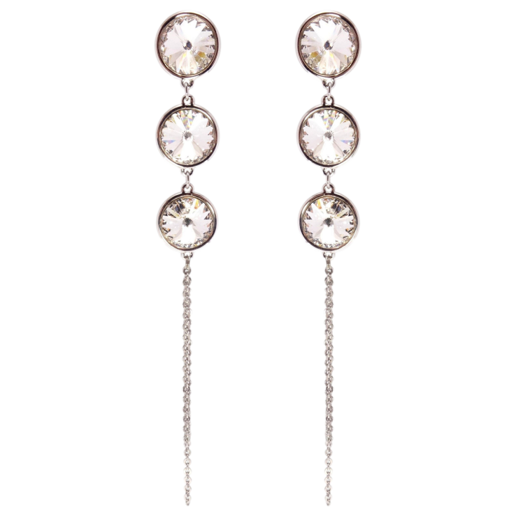 Сережки Xuping колір Родій з кристалами Swarovski пусети Кристали Moonlightr на ланцюжку фото №2